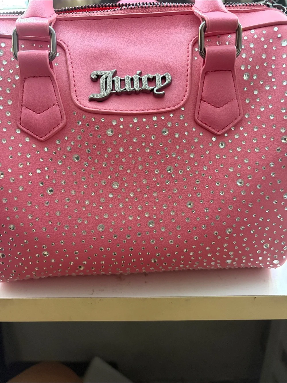 Juicy Couture Hot Pink Crystal-Stud Satchel
